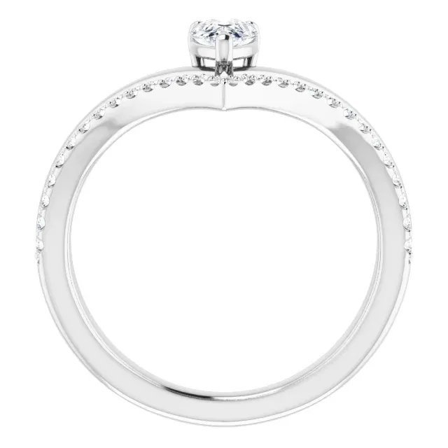 14K White 6x4 mm Pear Forever One? Moissanite & 1/6 CTW Diamond Ring