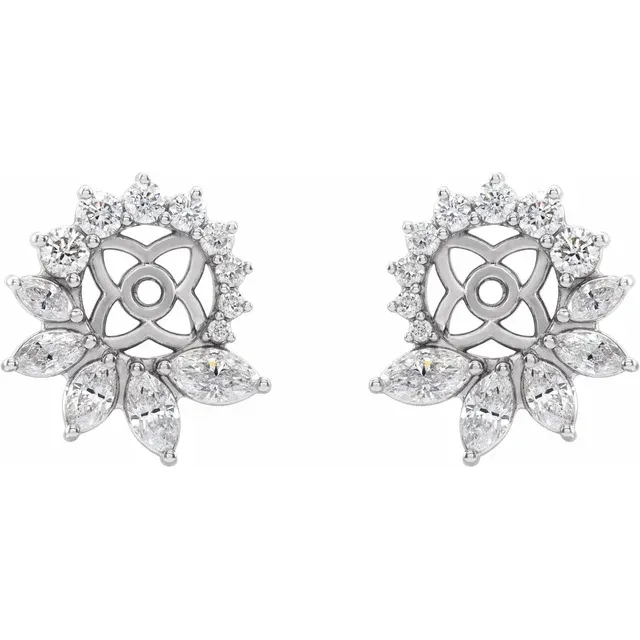 14K White 7/8 CTW Diamond Earring Jackets with 6 mm ID