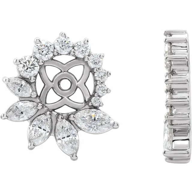 14K White 7/8 CTW Diamond Earring Jackets with 6 mm ID