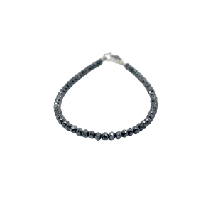 14k White Gold 11.85ct Black Diamond Beaded Mirror 3mm 6.5" inch Bracelet