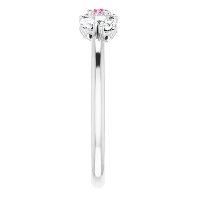 14K White Pink Sapphire & 1/8 CTW Diamond Ring