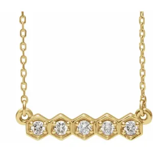 14K Yellow 1/5 CTW Diamond Bar 16-18" Necklace