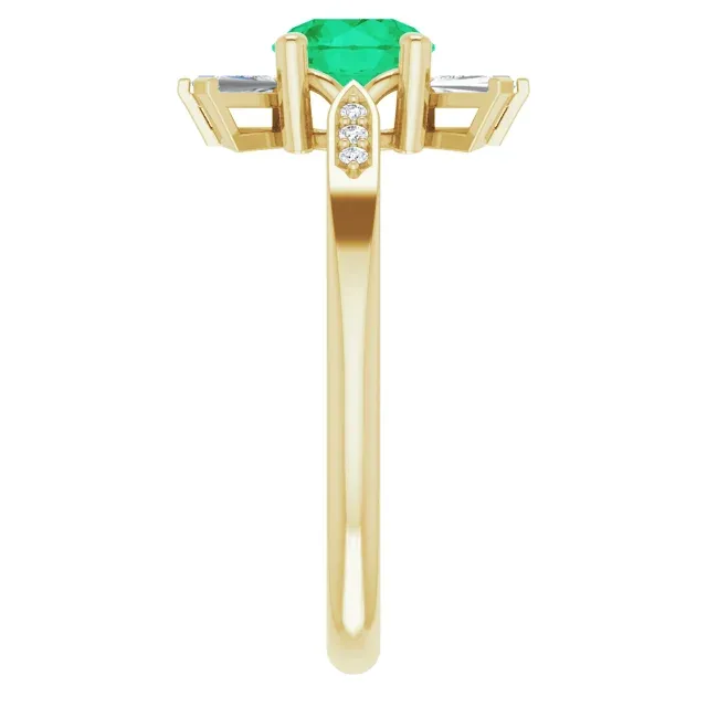 14K Yellow Emerald & 1/6 CTW Diamond Ring