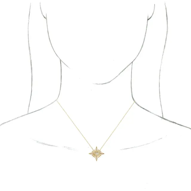 14K Yellow Ethiopian Opal & .08 CTW Diamond Celestial 16-18" Necklace