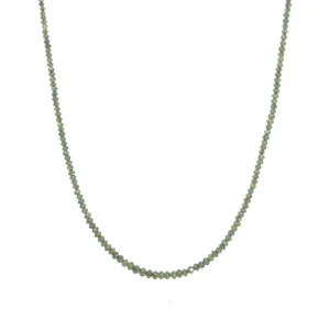 14k Yellow Gold 13.05ct Green Diamond Beaded Necklace 16" inch