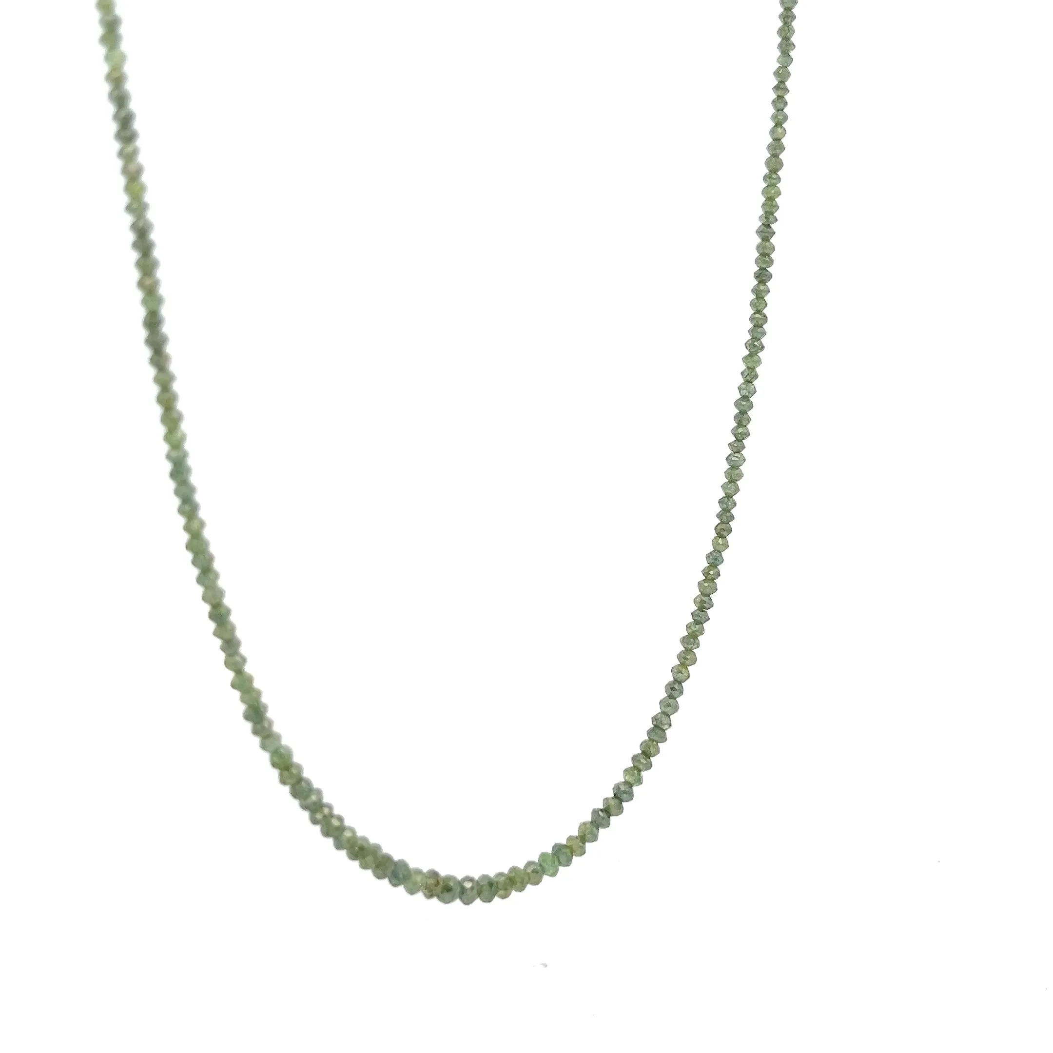 14k Yellow Gold 13.05ct Green Diamond Beaded Necklace 16" inch