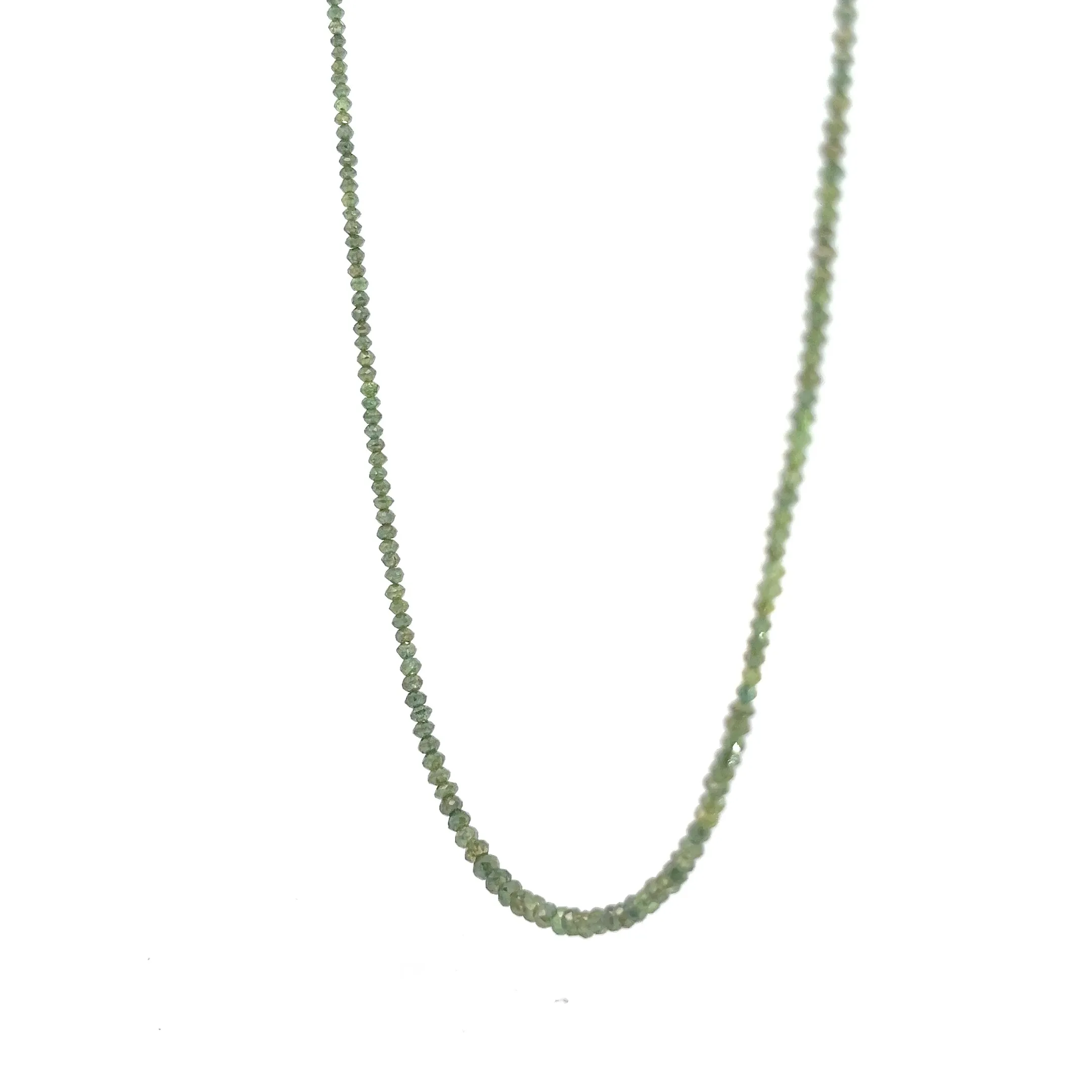 14k Yellow Gold 13.05ct Green Diamond Beaded Necklace 16" inch