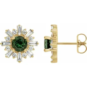 14K Yellow Green Tourmaline & 3/4 CTW Diamond Earrings