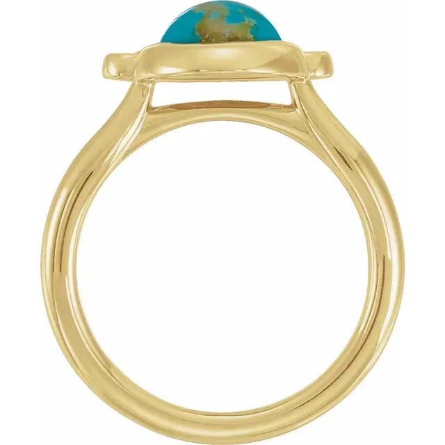 14K Yellow Kingman Turquoise & 1/8 CTW Diamond Ring