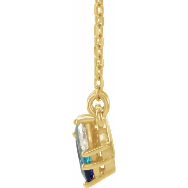 14K Yellow Multi-Gemstone & .06 CTW Diamond Bar 18" Necklace