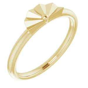 14K Yellow Starburst Stackable Ring