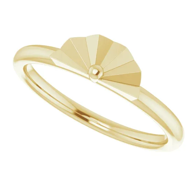 14K Yellow Starburst Stackable Ring