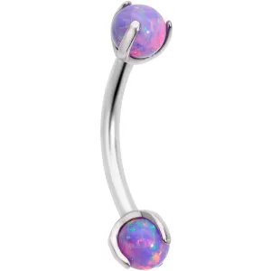 16 Gauge 5/16 Purple Synthetic Opal Internally Threaded Eyebrow Ring