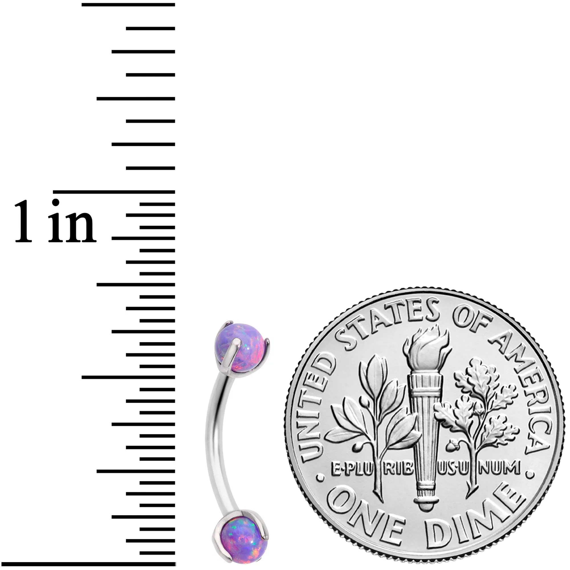 16 Gauge 5/16 Purple Synthetic Opal Internally Threaded Eyebrow Ring