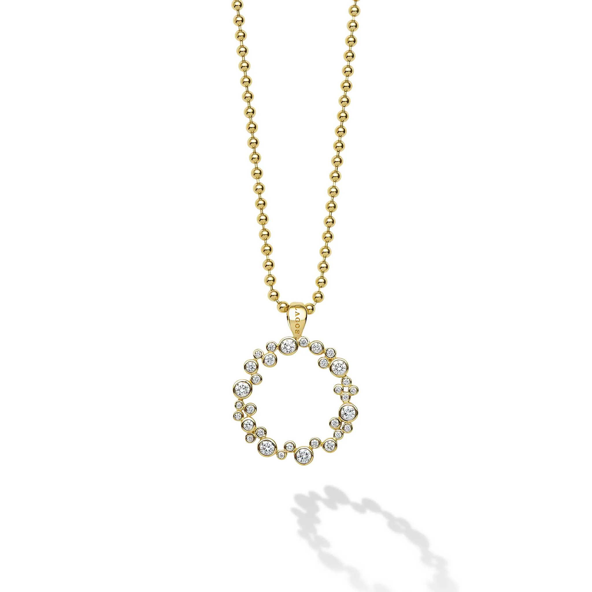18K Fizz Diamond Circle Pendant Necklace