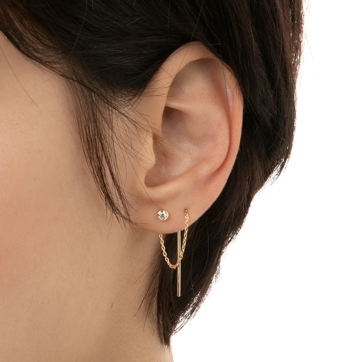 18K MANHATTAN Diamond Chain Earring Medium size