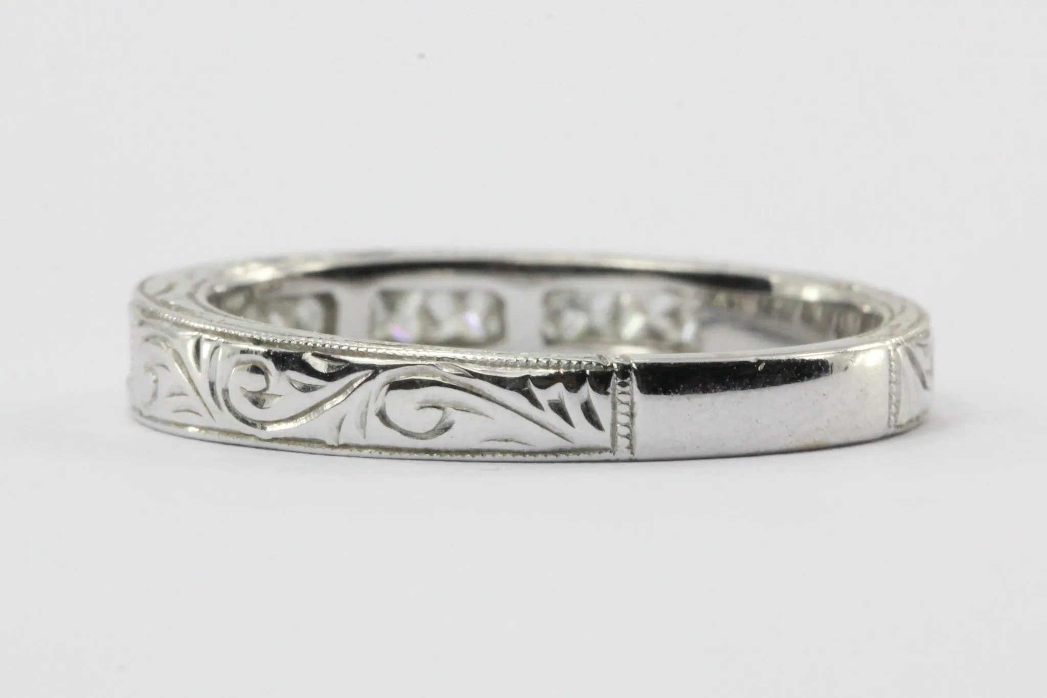 18K White Gold 1/2 Carat Diamond Art Deco Style Half Eternity Ring Band