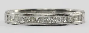 18K White Gold 1/2 Carat Diamond Art Deco Style Half Eternity Ring Band