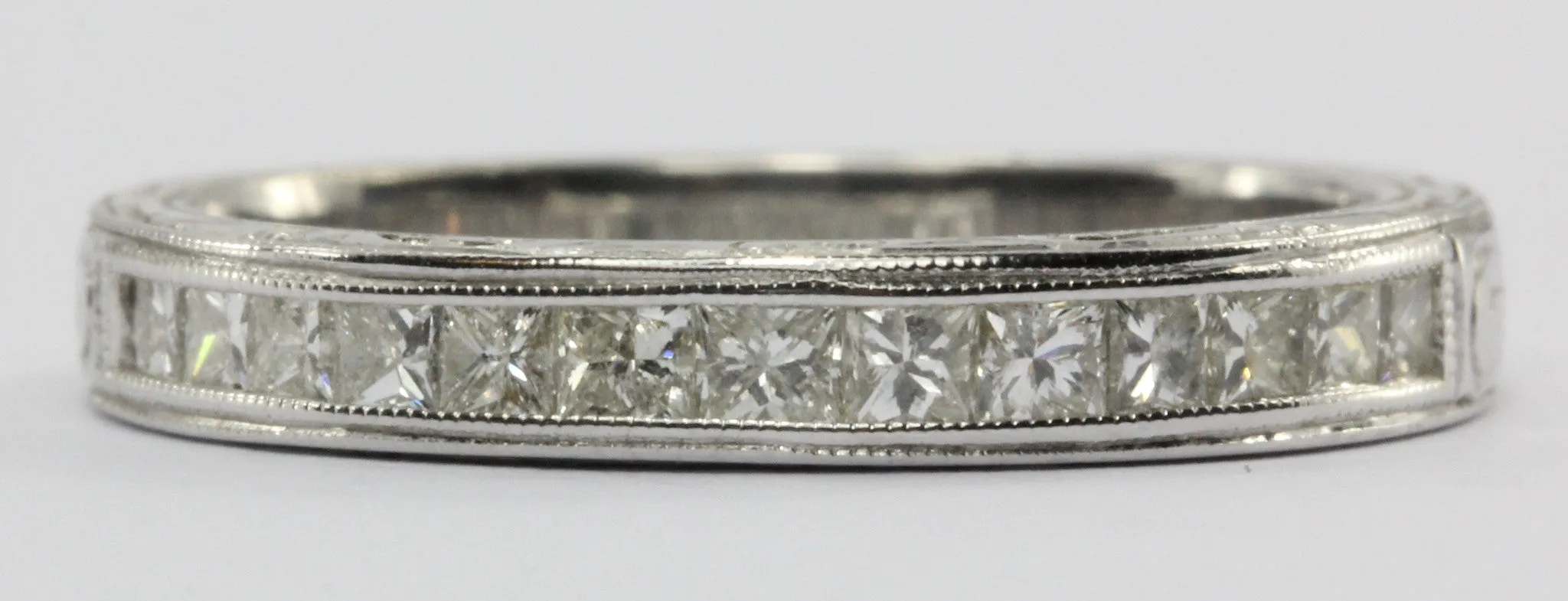18K White Gold 1/2 Carat Diamond Art Deco Style Half Eternity Ring Band