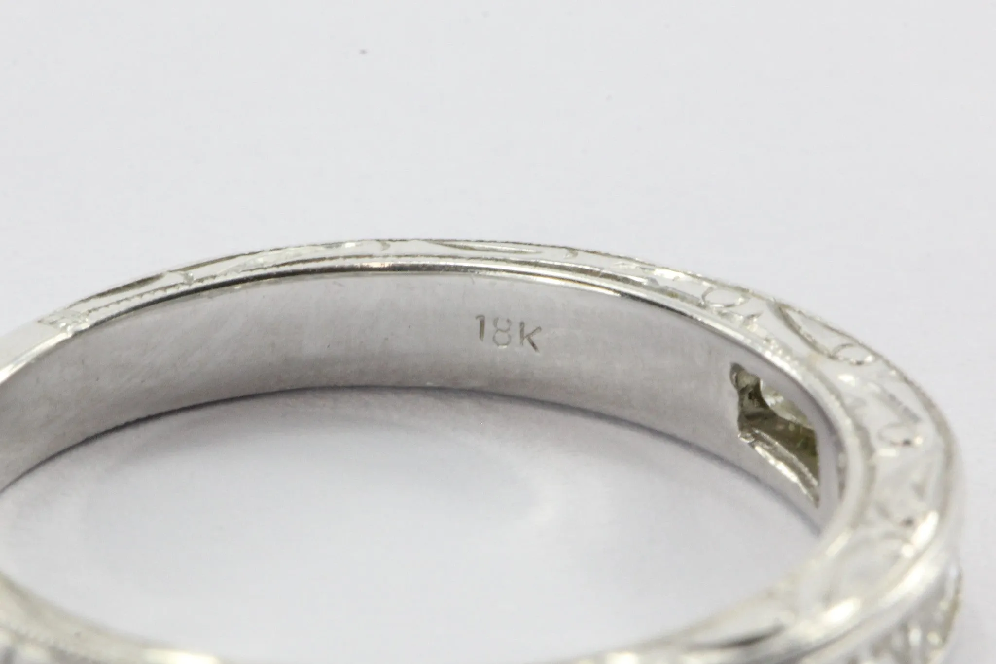 18K White Gold 1/2 Carat Diamond Art Deco Style Half Eternity Ring Band
