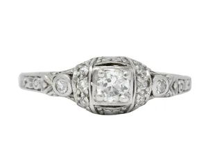 1920's Art Deco 0.30 CTW Diamond Platinum Engagement Ring