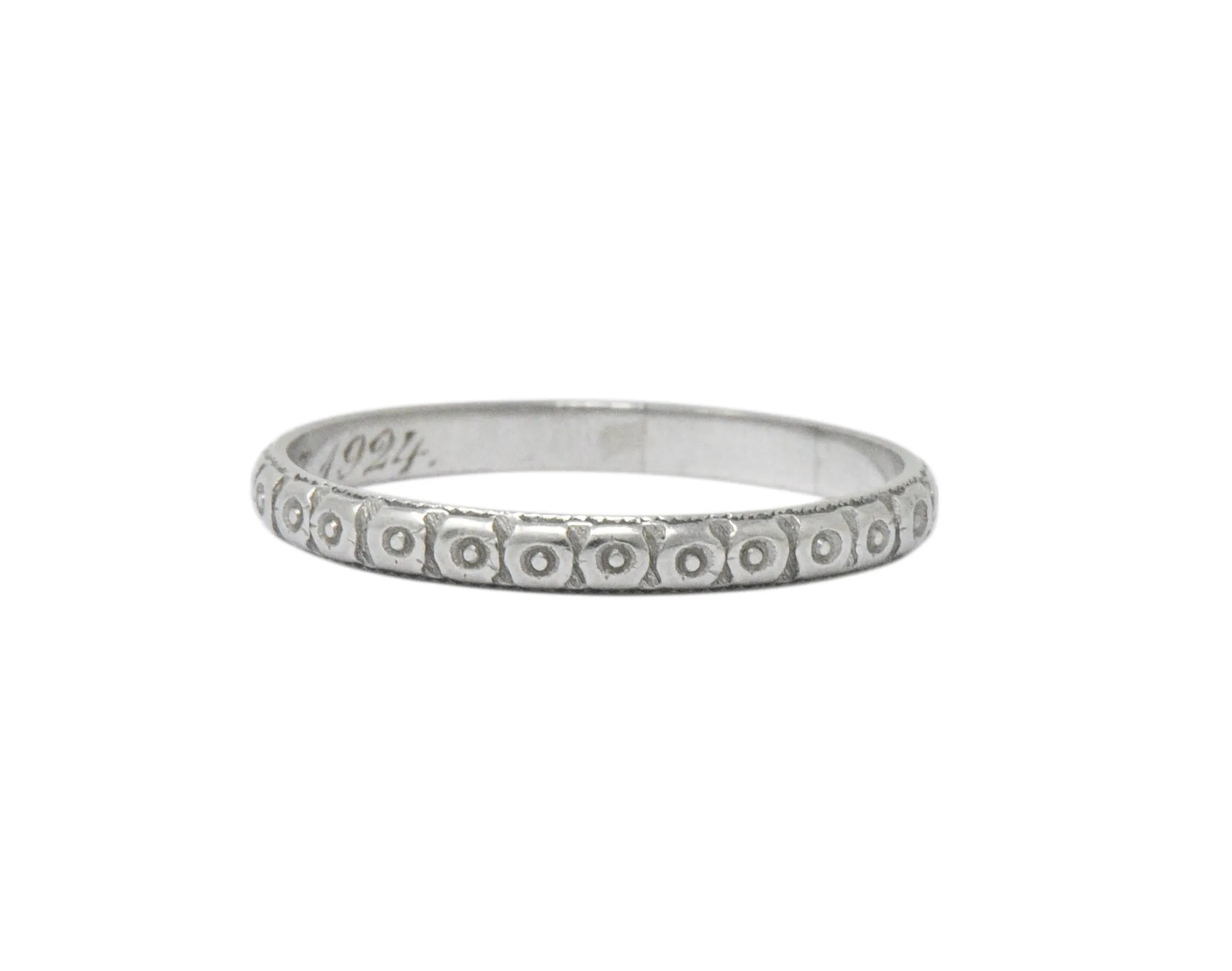 1920's Art Deco Platinum Floral Orange Blossom Wedding Band Ring