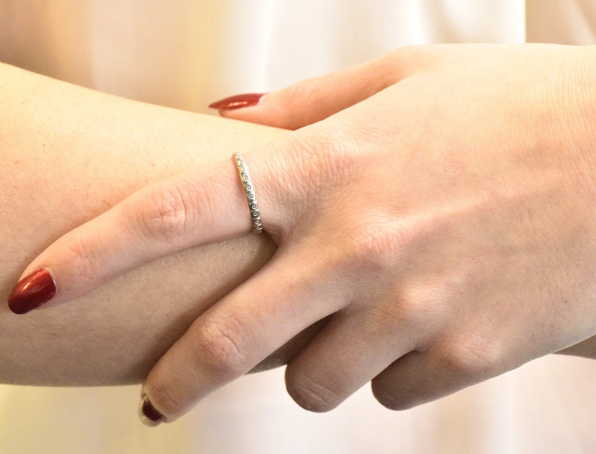 1920's Art Deco Platinum Floral Orange Blossom Wedding Band Ring