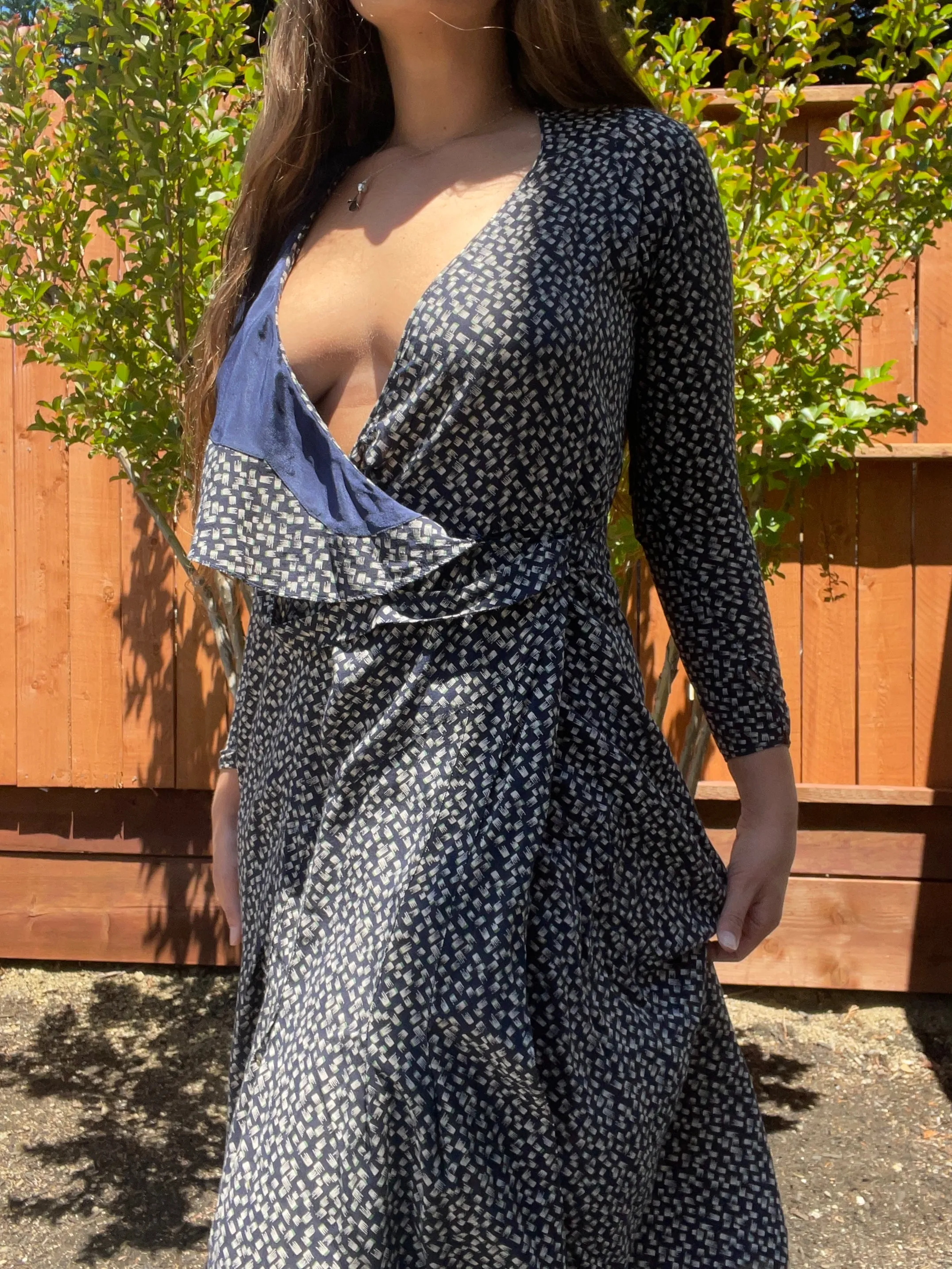 1930 Deco Printed Rayon Wrap Dress