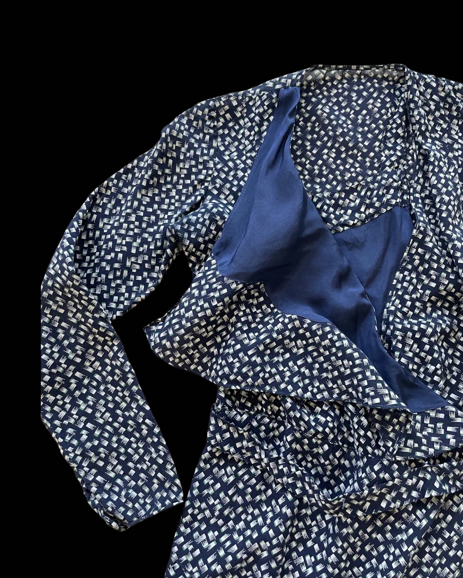 1930 Deco Printed Rayon Wrap Dress