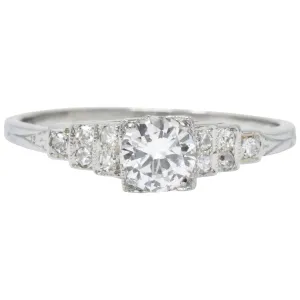1930's 0.64 CTW Diamond 18 Karat White Gold Engagement Ring
