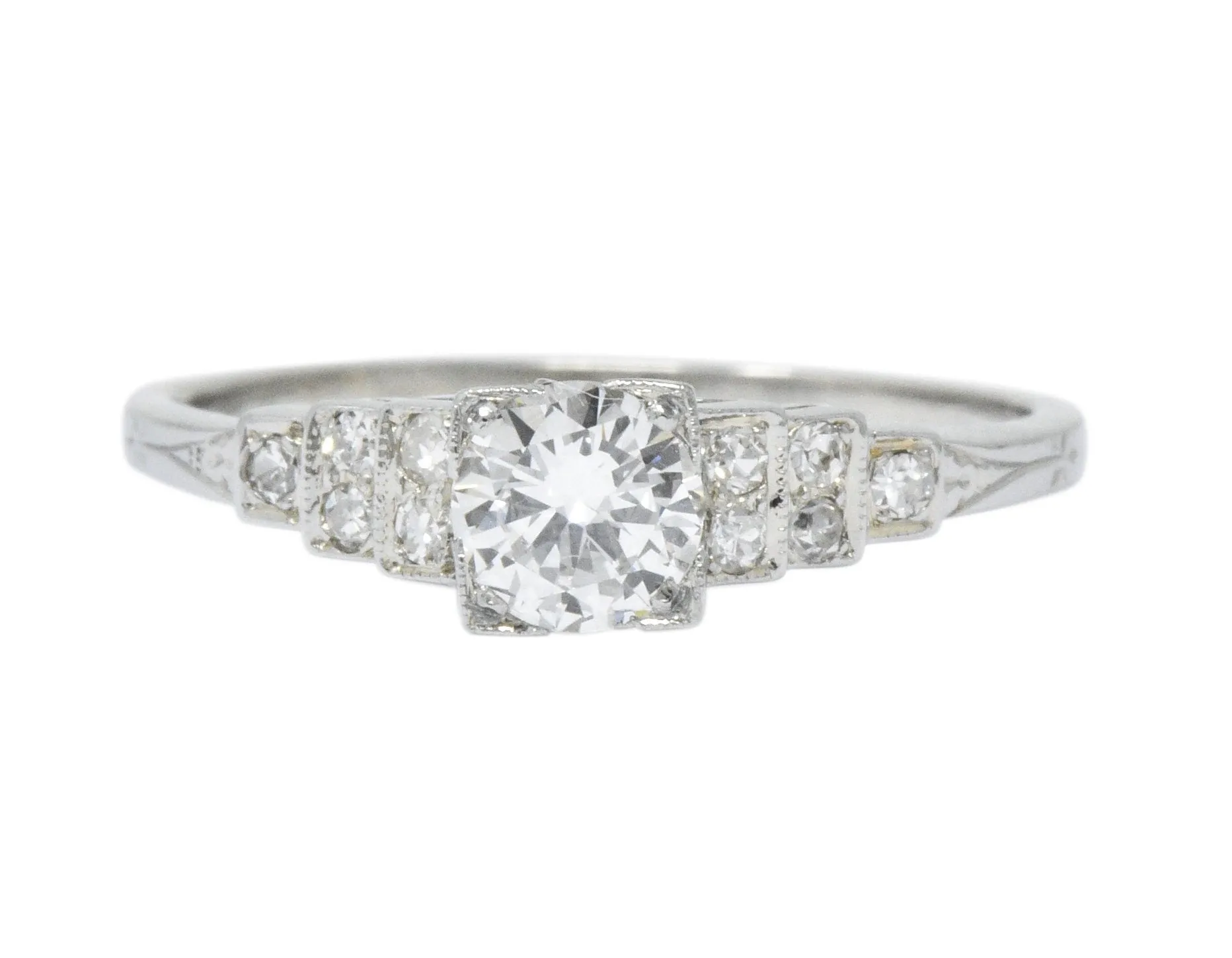 1930's 0.64 CTW Diamond 18 Karat White Gold Engagement Ring