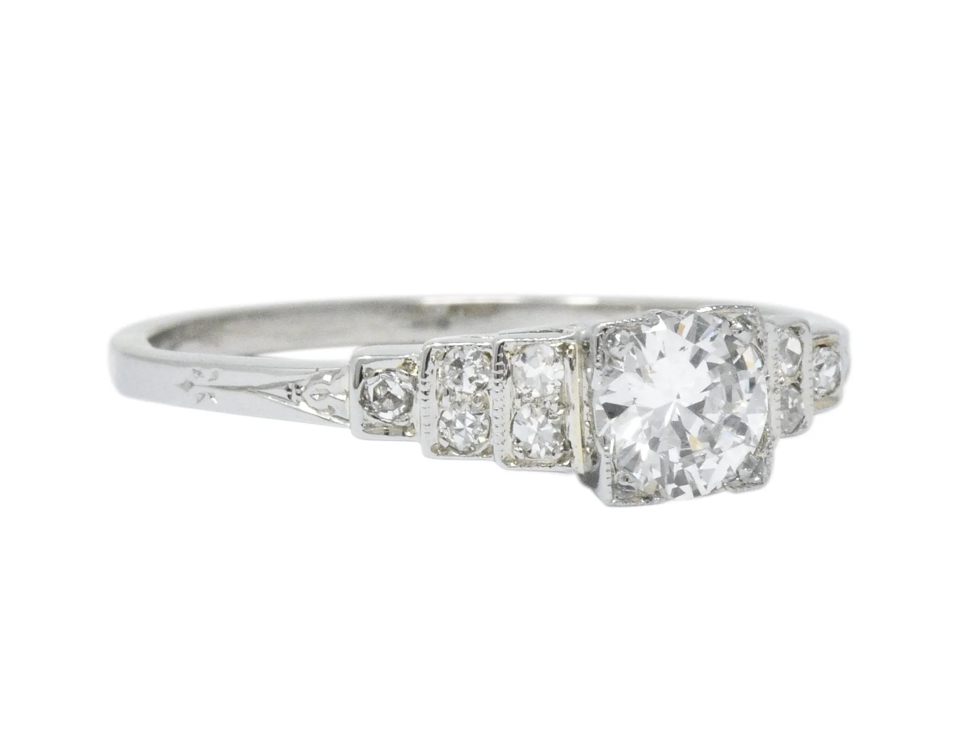 1930's 0.64 CTW Diamond 18 Karat White Gold Engagement Ring