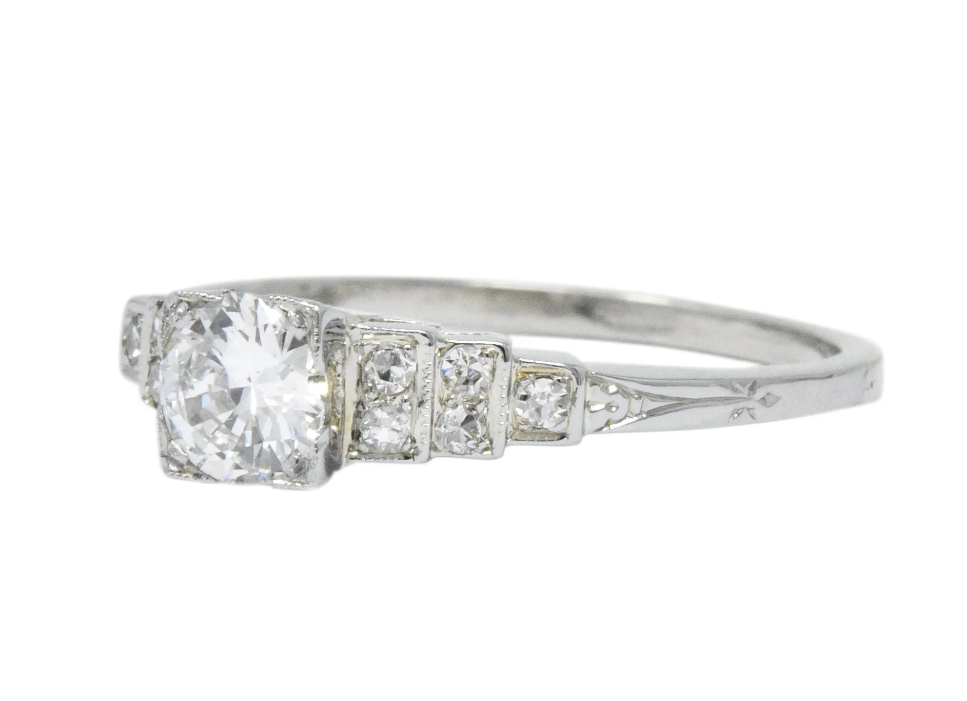 1930's 0.64 CTW Diamond 18 Karat White Gold Engagement Ring