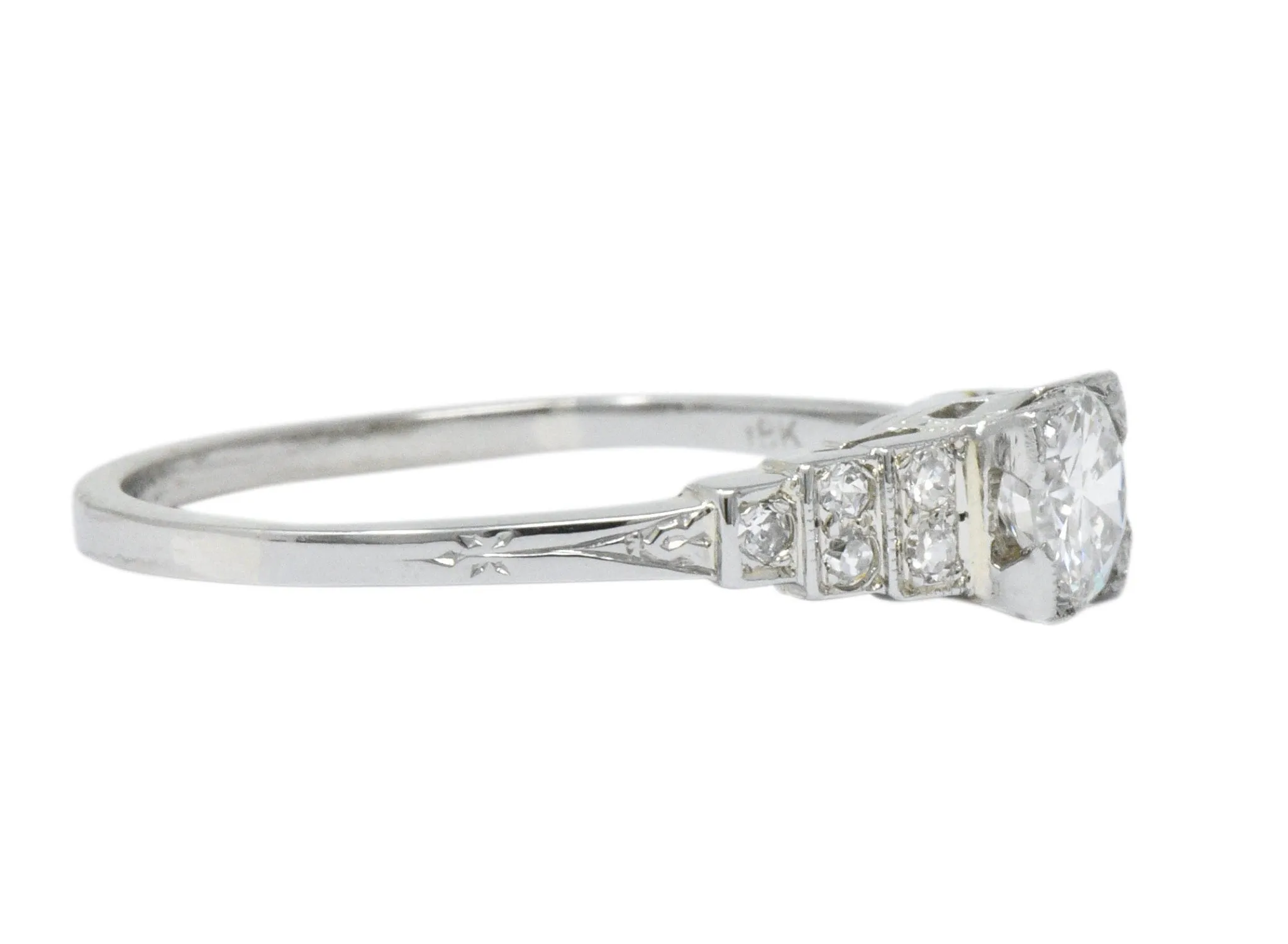 1930's 0.64 CTW Diamond 18 Karat White Gold Engagement Ring