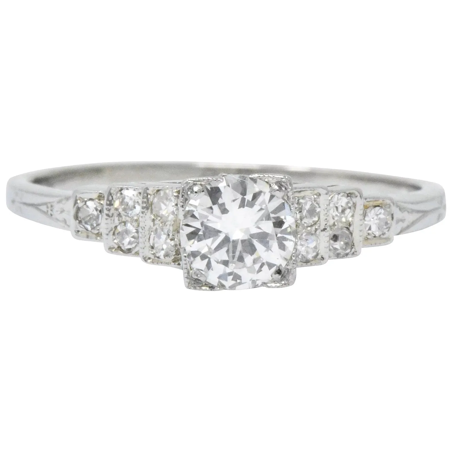 1930's 0.64 CTW Diamond 18 Karat White Gold Engagement Ring