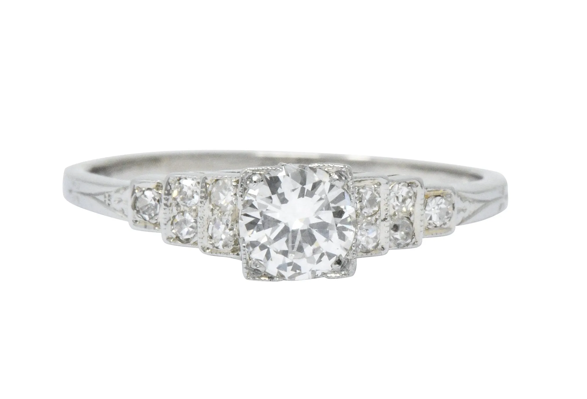 1930's 0.64 CTW Diamond 18 Karat White Gold Engagement Ring