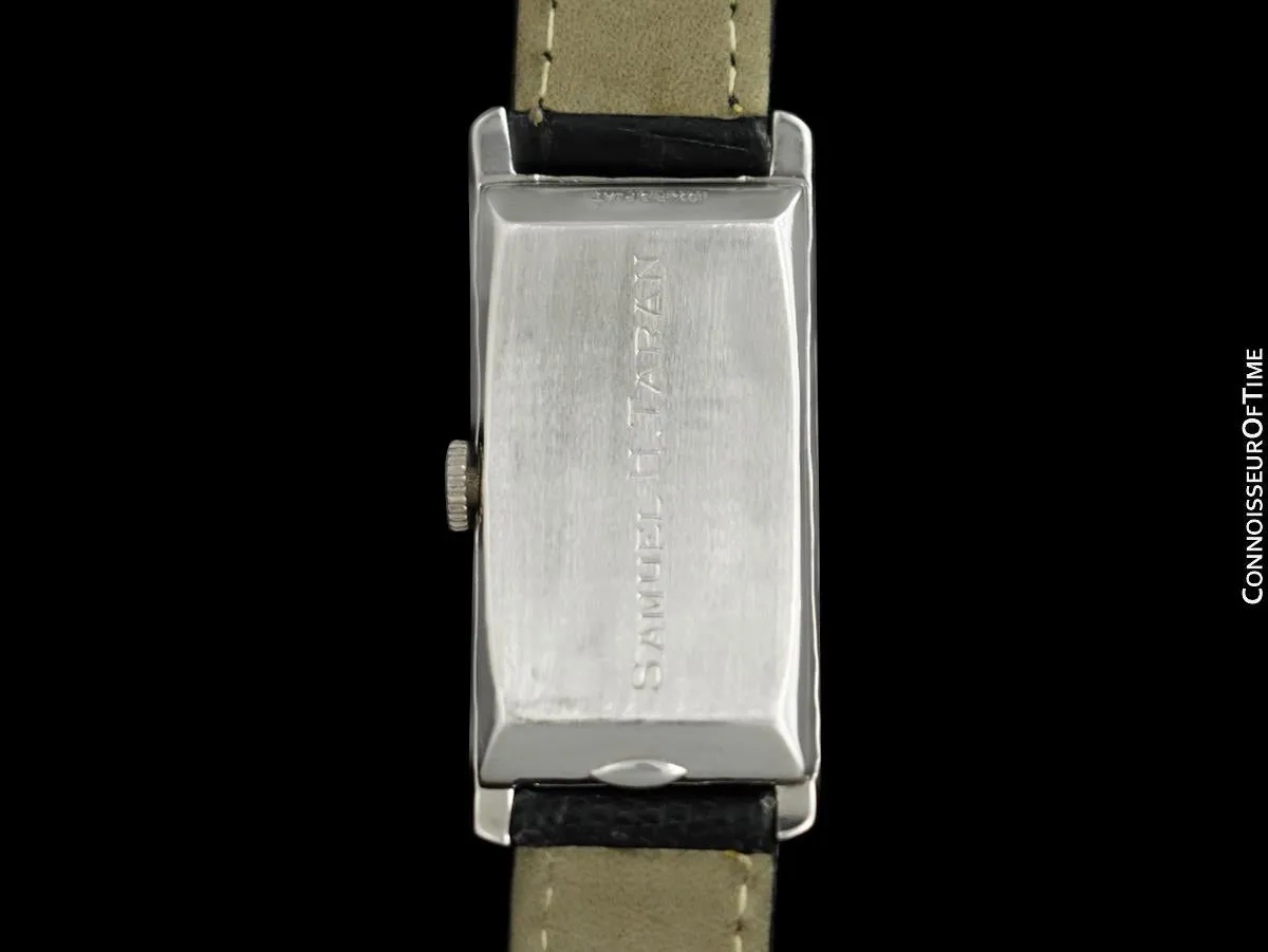 1940 Longines Vintage Mens Large Art Deco Watch - Platinum & Diamonds