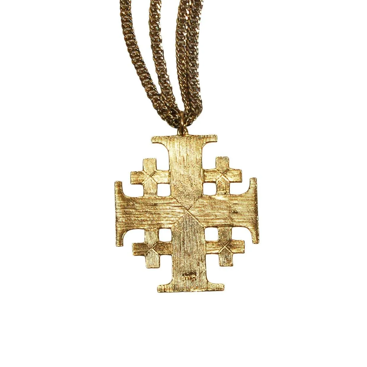 1960s Art Mode Mod Maltese Cross Statement Necklace in Gold, Red, and Orange