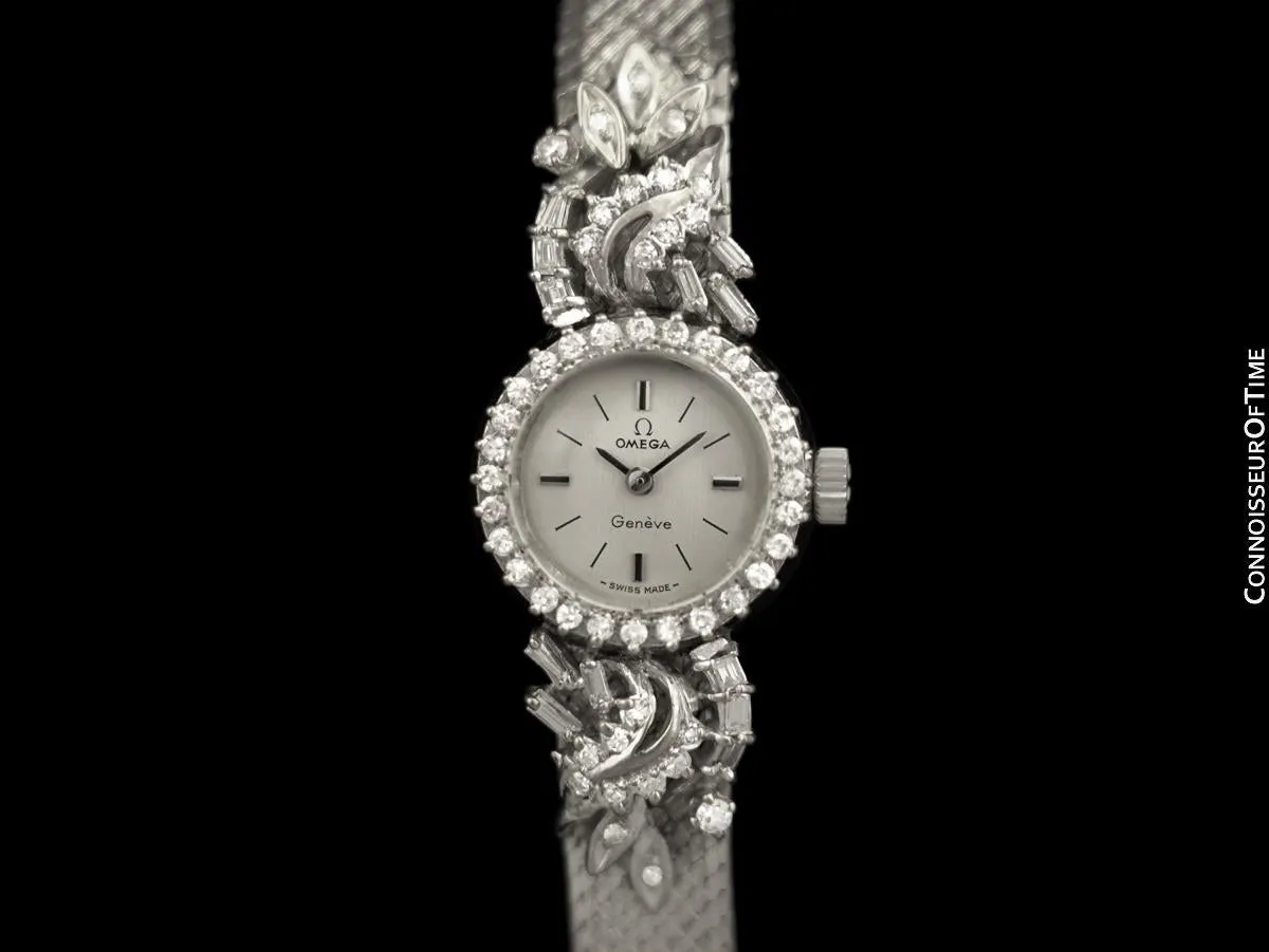 1960's Vintage Ladies Omega Watch - 18K White Gold and Diamonds