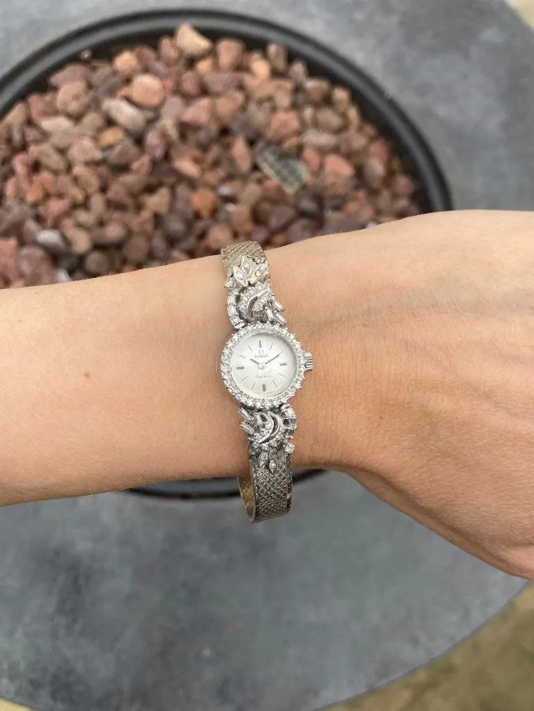 1960's Vintage Ladies Omega Watch - 18K White Gold and Diamonds