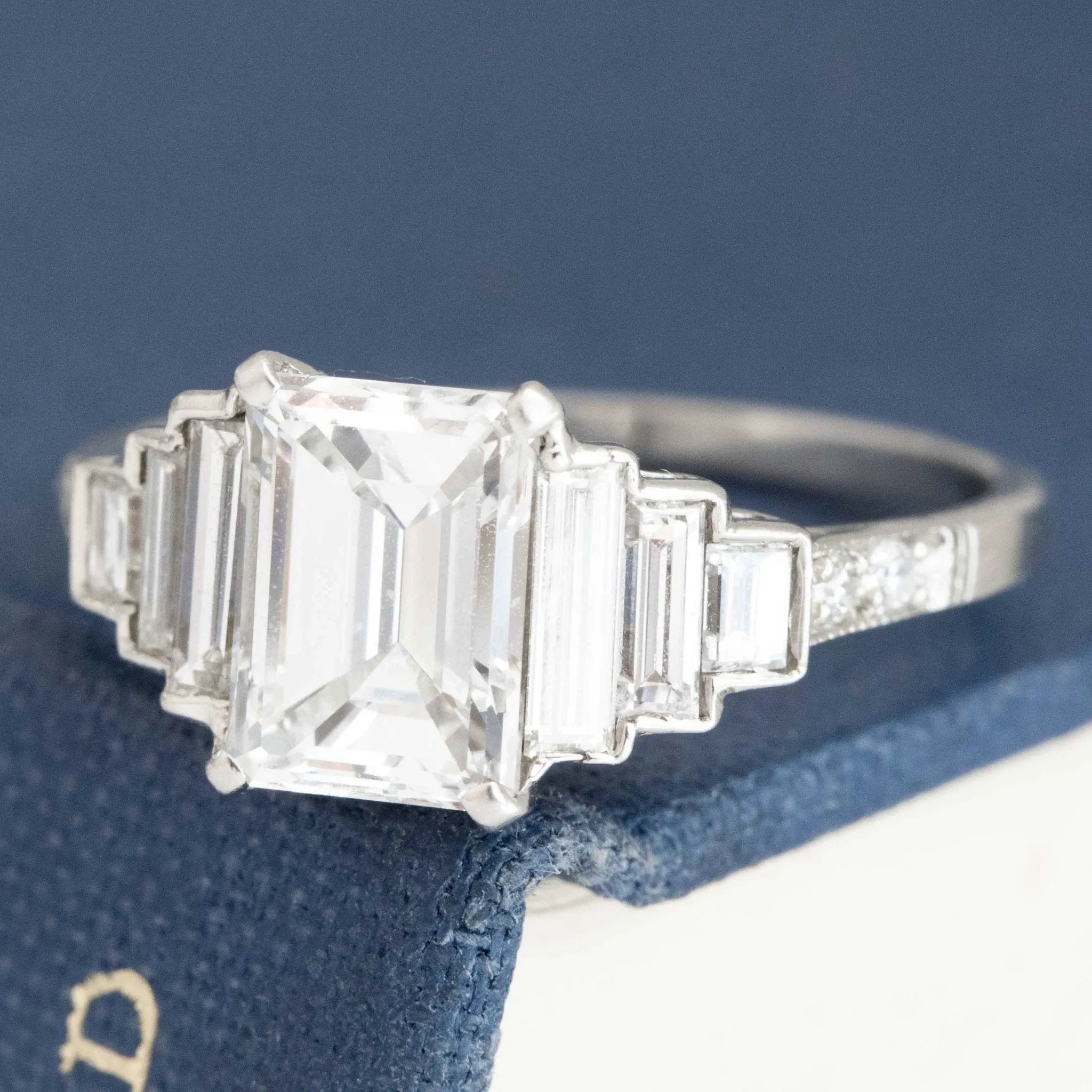 2.18ctw Art Deco-Inspired Emerald Cut Ring, GIA F VS1