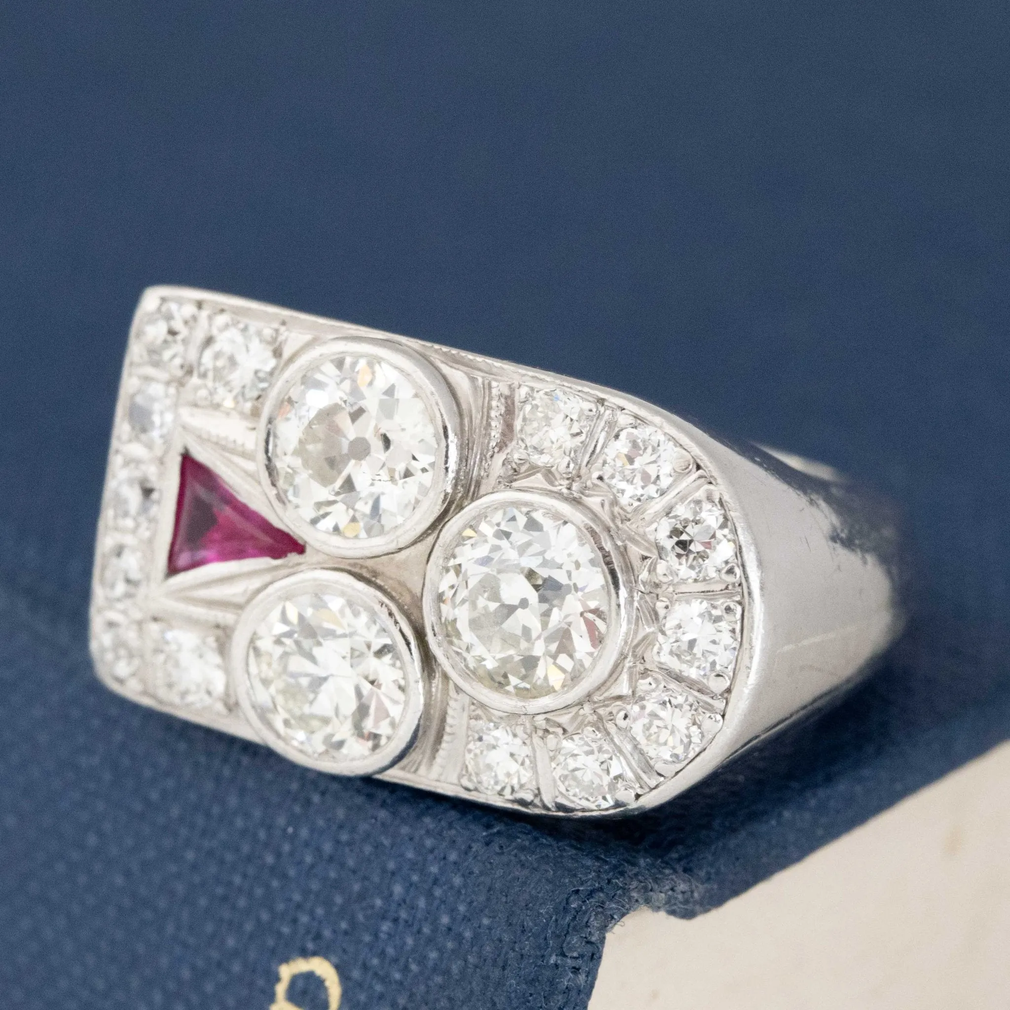 2.24ctw Art Deco Club Motif Diamond Dinner Ring
