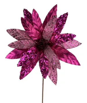 24"H x 11" Dia Metallic Poinsettia: Fuchsia - 86066BT
