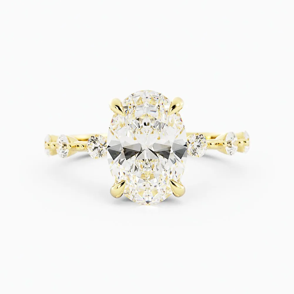 2.6 Carat Oval Cut Moissanite Engagement Ring 14k Yellow Gold
