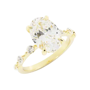 2.6 Carat Oval Cut Moissanite Engagement Ring 14k Yellow Gold