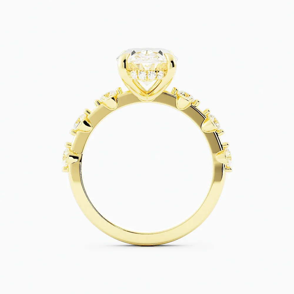 2.6 Carat Oval Cut Moissanite Engagement Ring 14k Yellow Gold