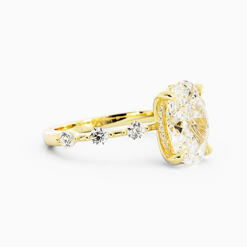 2.6 Carat Oval Cut Moissanite Engagement Ring 14k Yellow Gold