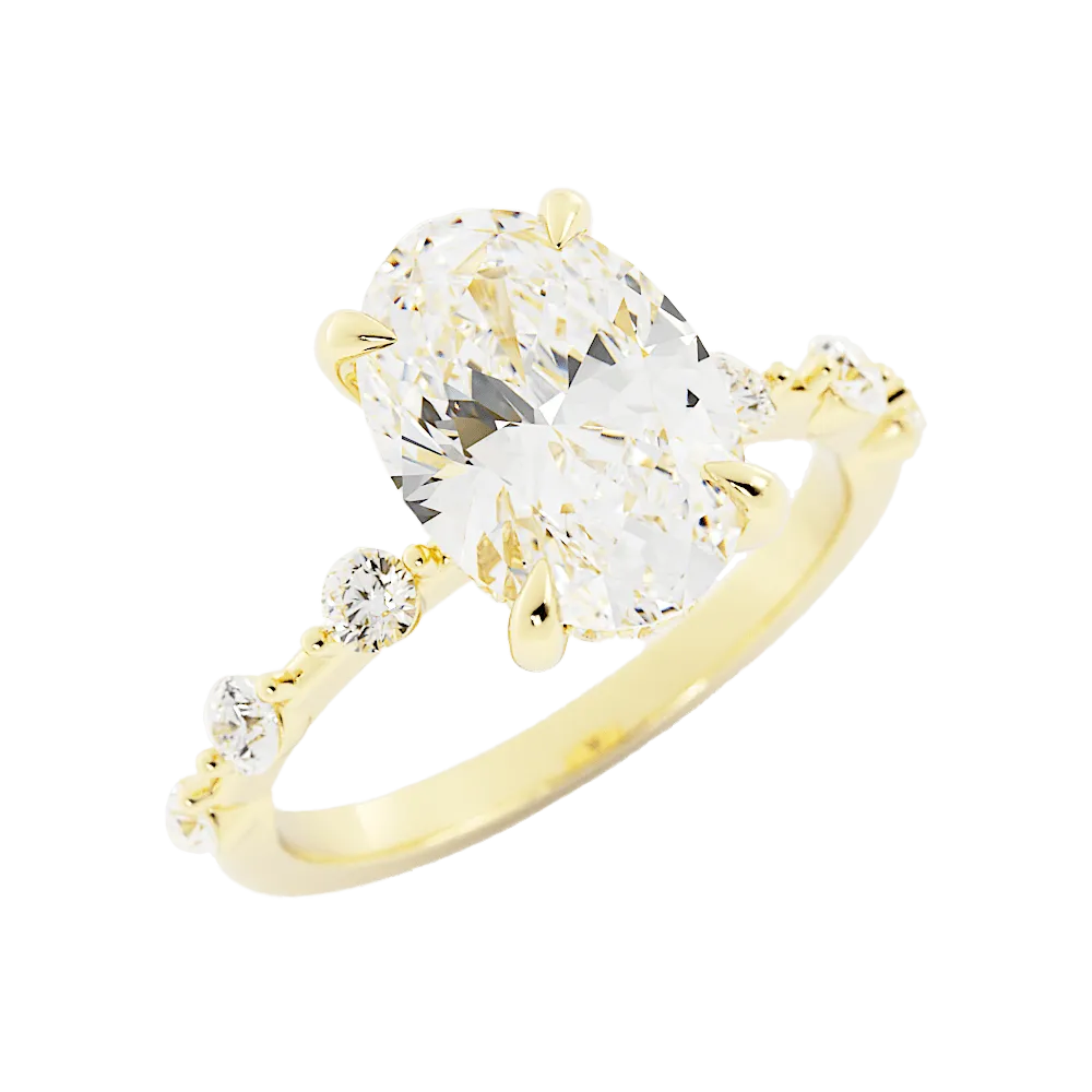 2.6 Carat Oval Cut Moissanite Engagement Ring 14k Yellow Gold