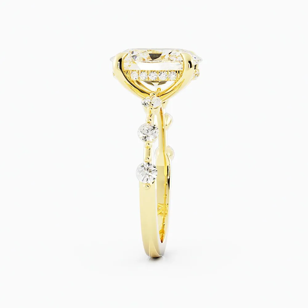 2.6 Carat Oval Cut Moissanite Engagement Ring 14k Yellow Gold
