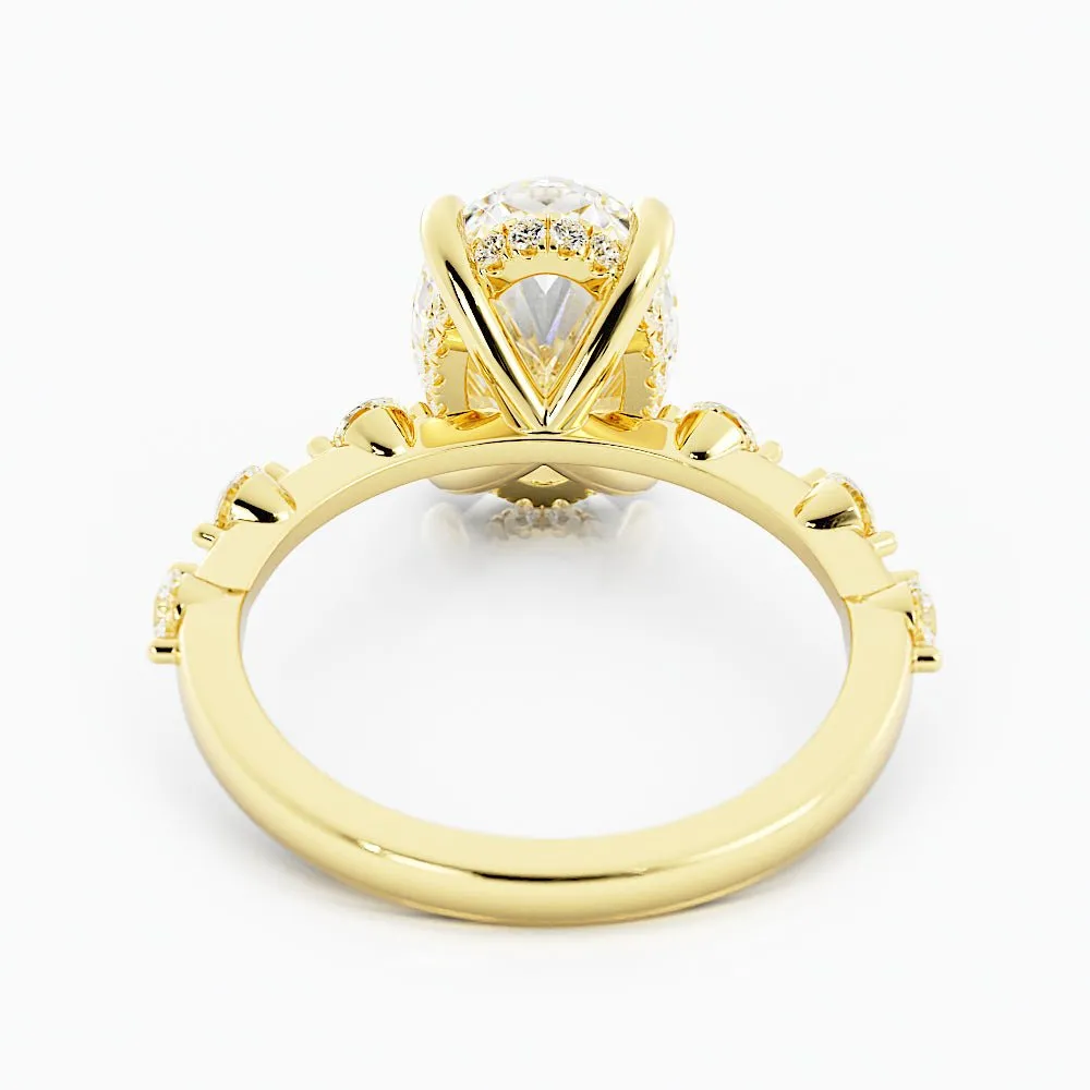 2.6 Carat Oval Cut Moissanite Engagement Ring 14k Yellow Gold